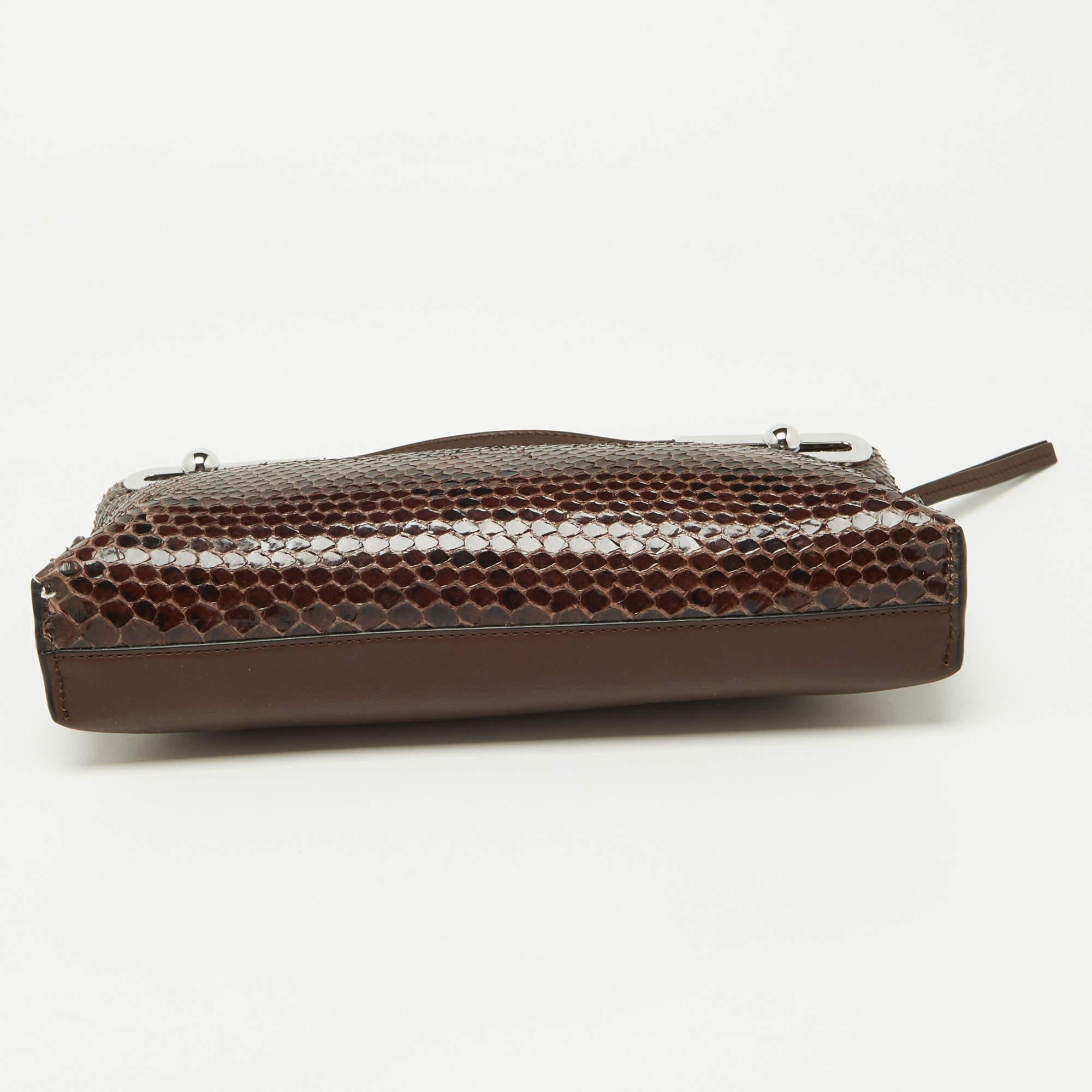 Loewe Brown Python and Leather Missy Crossbody Bag For Sale 1