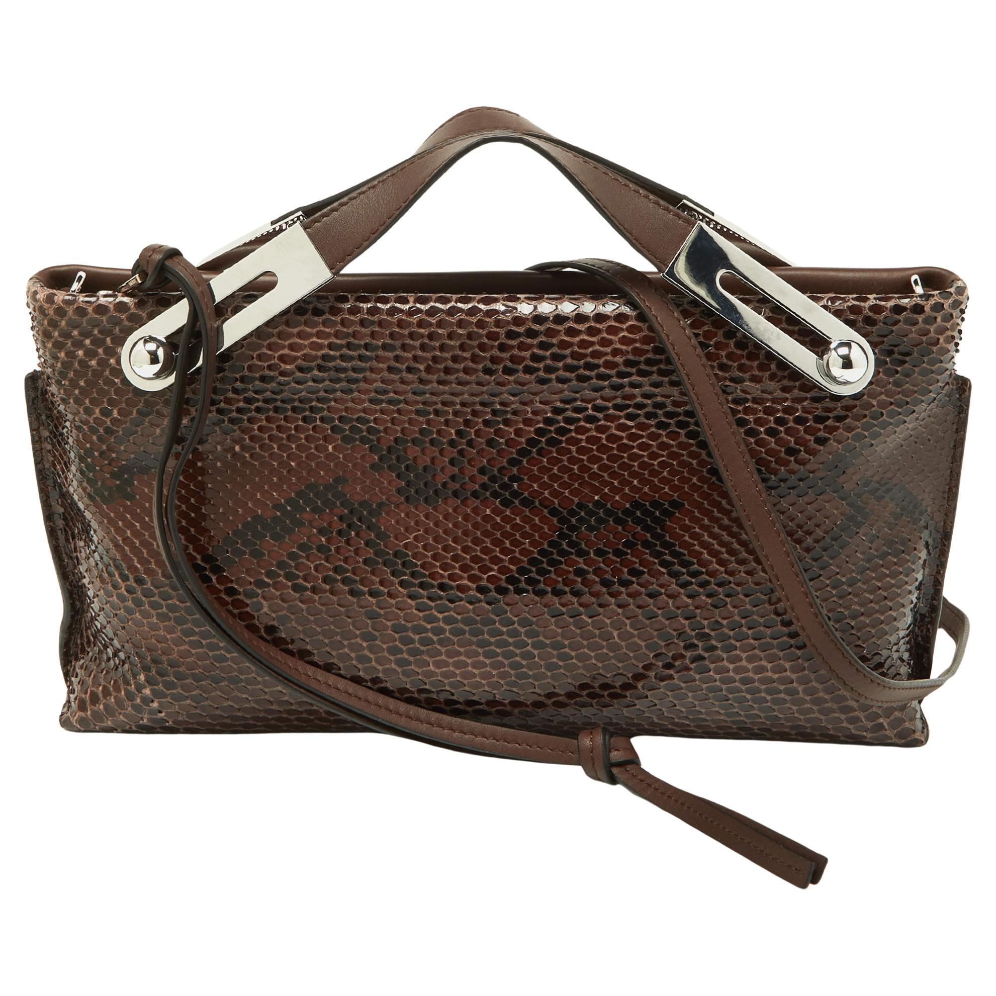 Loewe Brown Python and Leather Missy Crossbody Bag For Sale