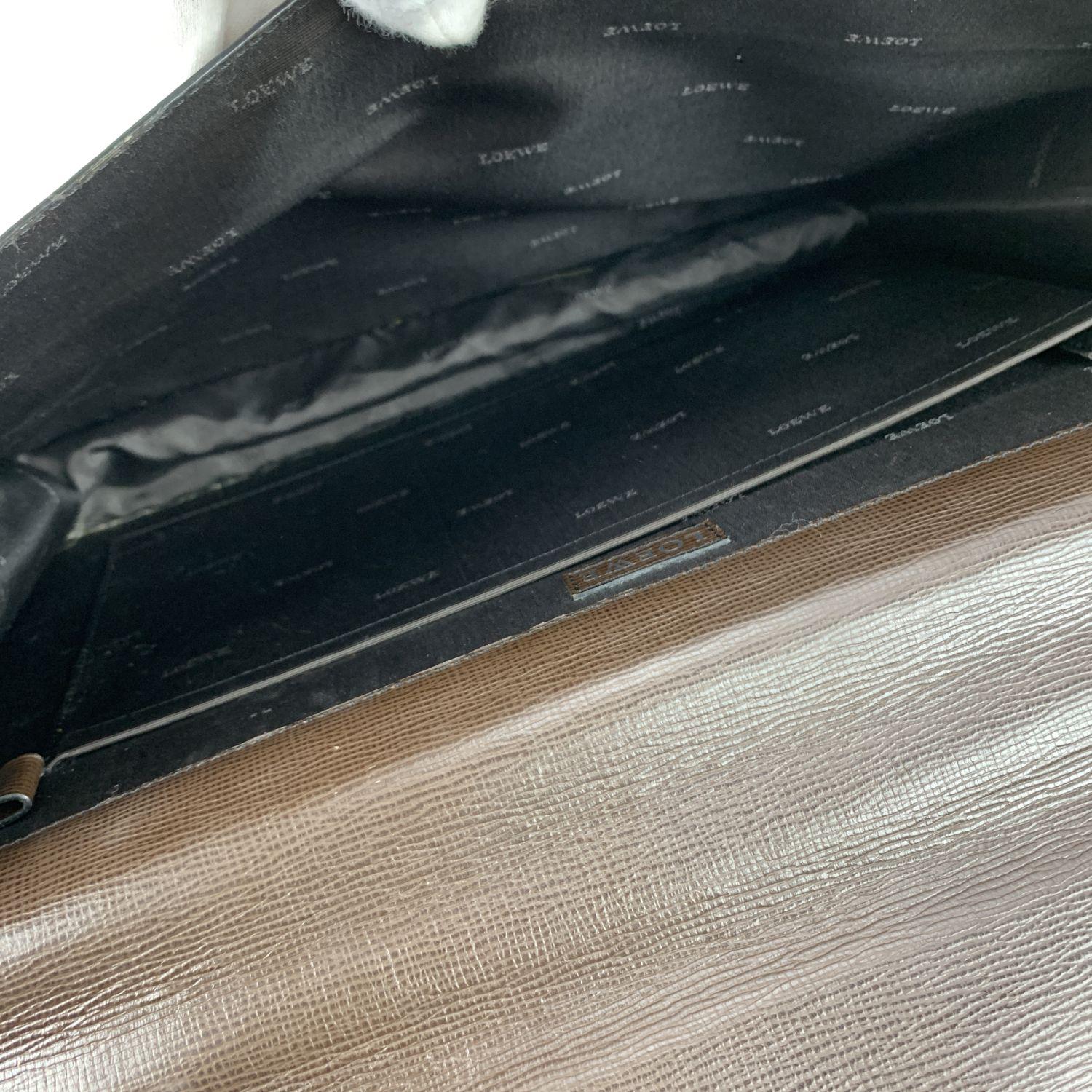 Black Loewe Brown Textured Leather Briefcase Work Bag