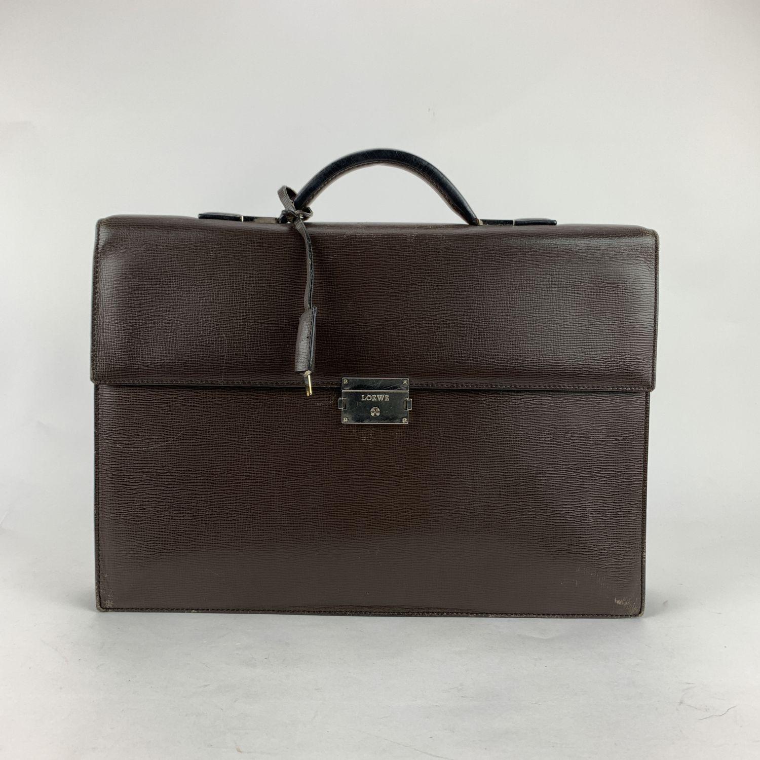 Women's or Men's Loewe Brown Textured Leather Briefcase Work Bag