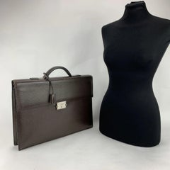 Loewe Brown Textured Leather Briefcase Work Business Bag