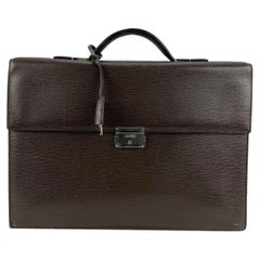 Loewe Brown Textured Leather Briefcase Work Business Bag