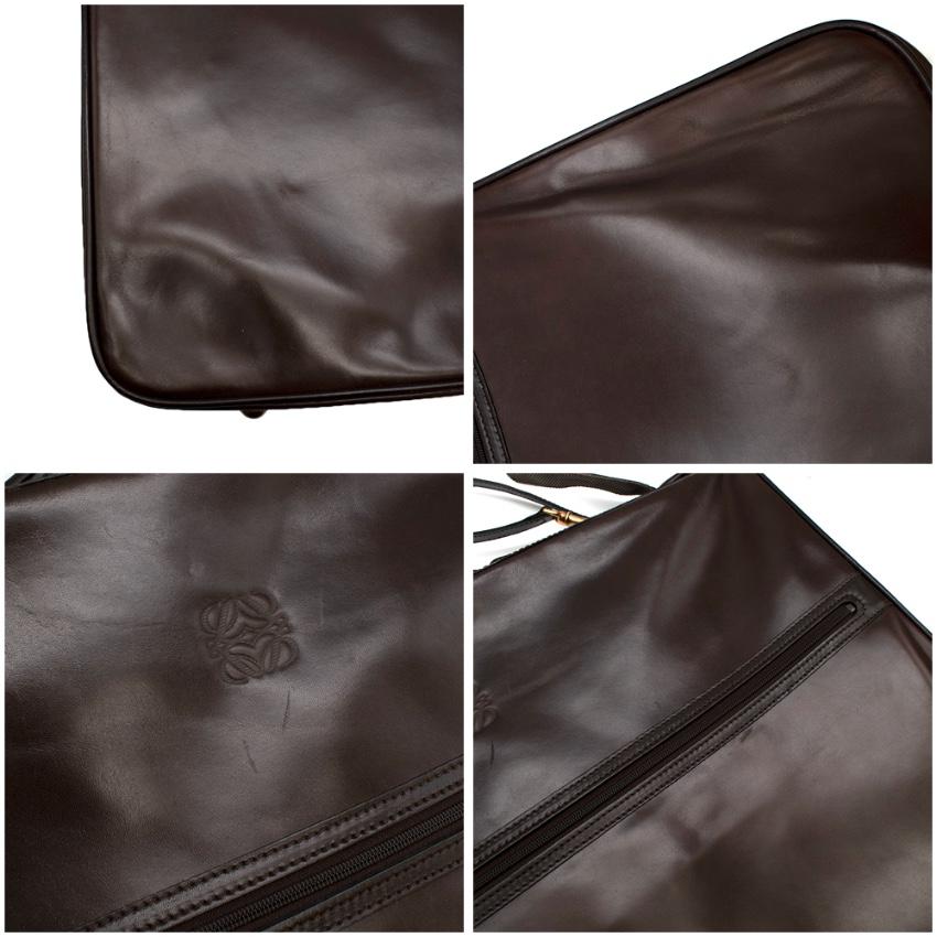 Loewe Brown Vintage Leather Garment Case With 2 Hangers For Sale 1