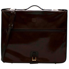 Loewe Estuche Vintage Marrón De Piel Con 2 Perchas