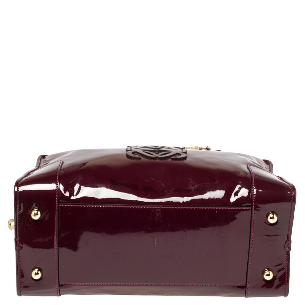 Women's Loewe Burgundy Patent Leather Amazona Satchel