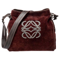 Loewe Burgundy Wildleder Crossbody Tasche