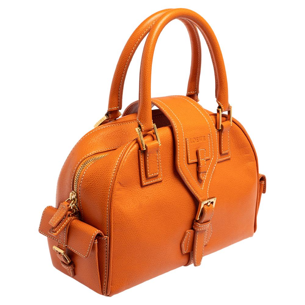 Loewe Burnt Orange Leather Bowling Bag 6
