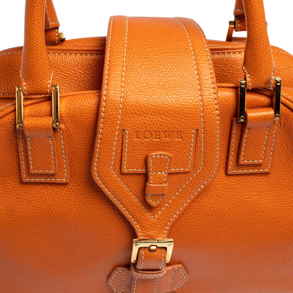 Loewe Burnt Orange Leather Bowling Bag 2
