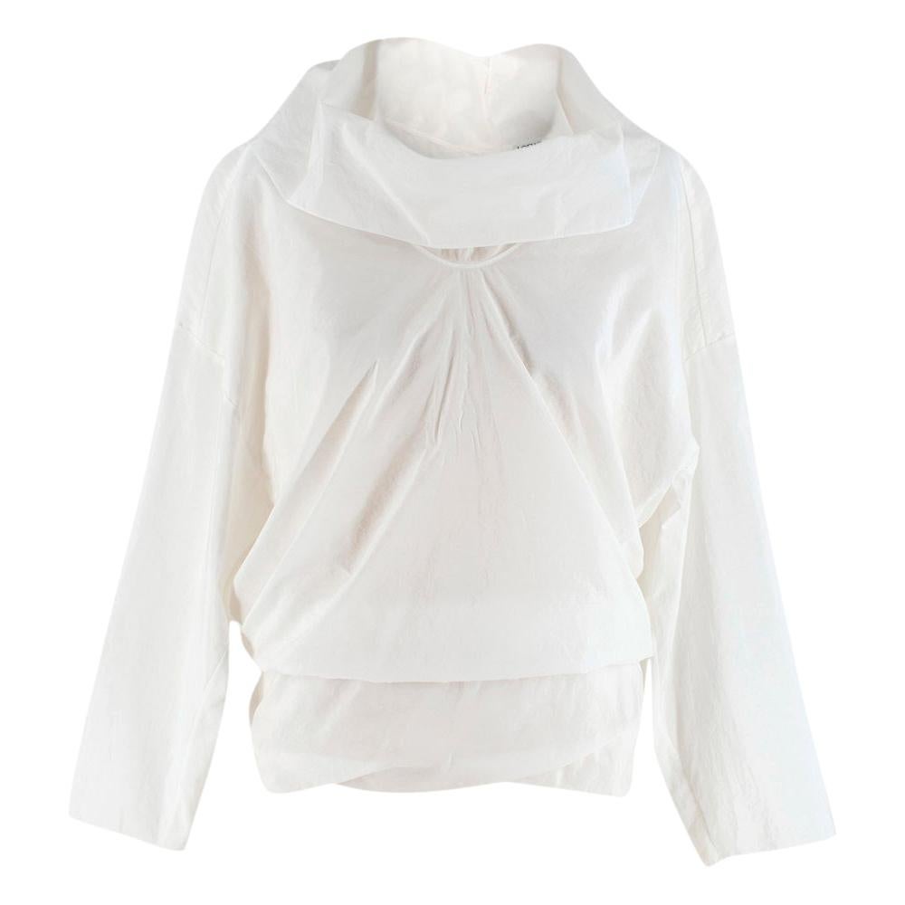 Loewe Button Back Asymmetric White Blouse - Size Estimated S/M For Sale