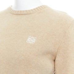 LOEWE camel anagram wool blend crew cropped sweater L