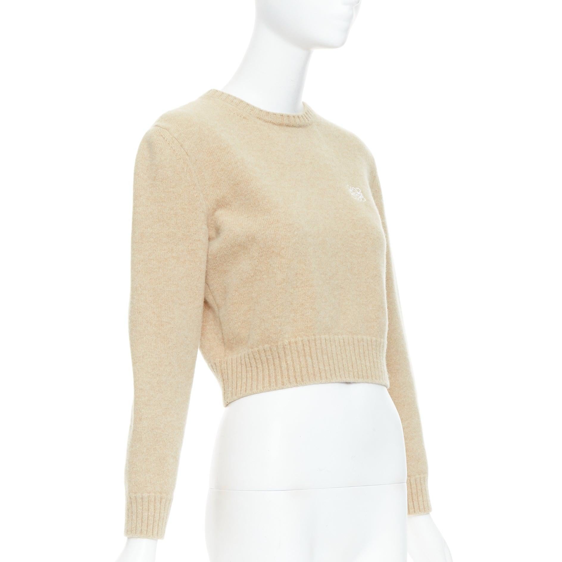 Beige Pull court LOEWE Anagram en laine mélangée couleur camel L en vente