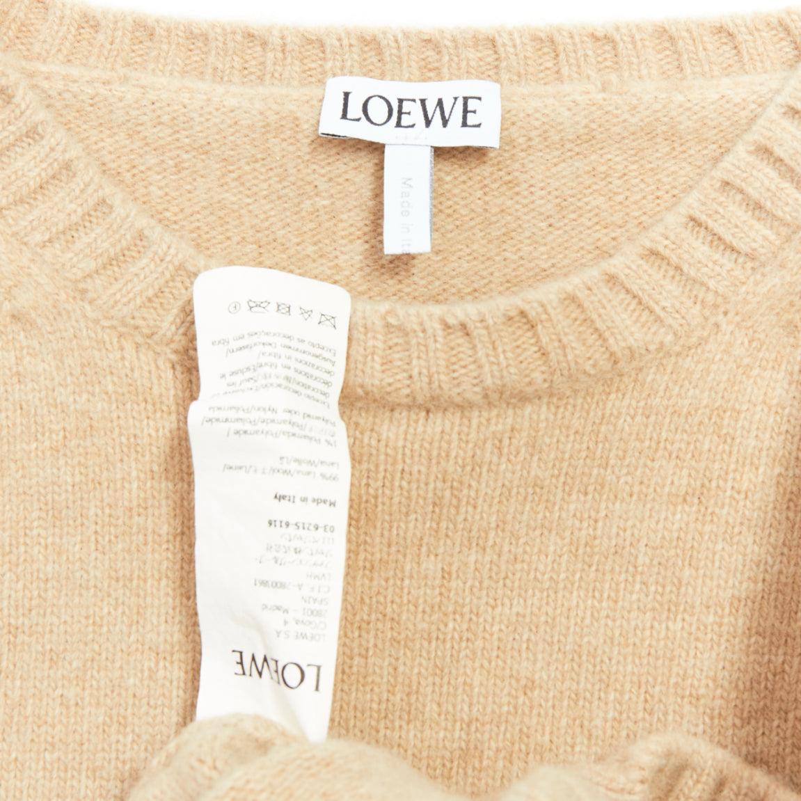 Pull court LOEWE Anagram en laine mélangée couleur camel L en vente 3