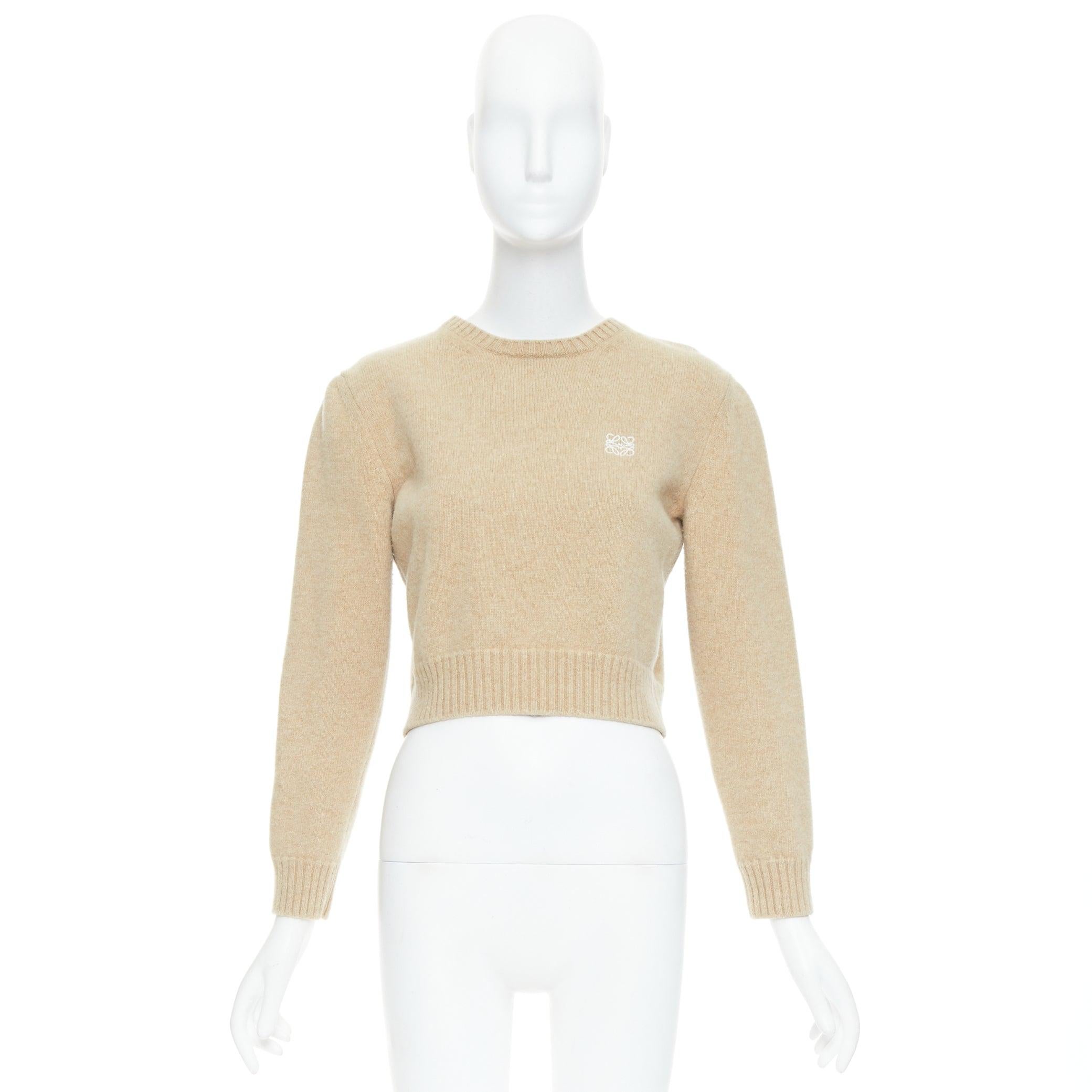 Pull court LOEWE Anagram en laine mélangée couleur camel L en vente 4