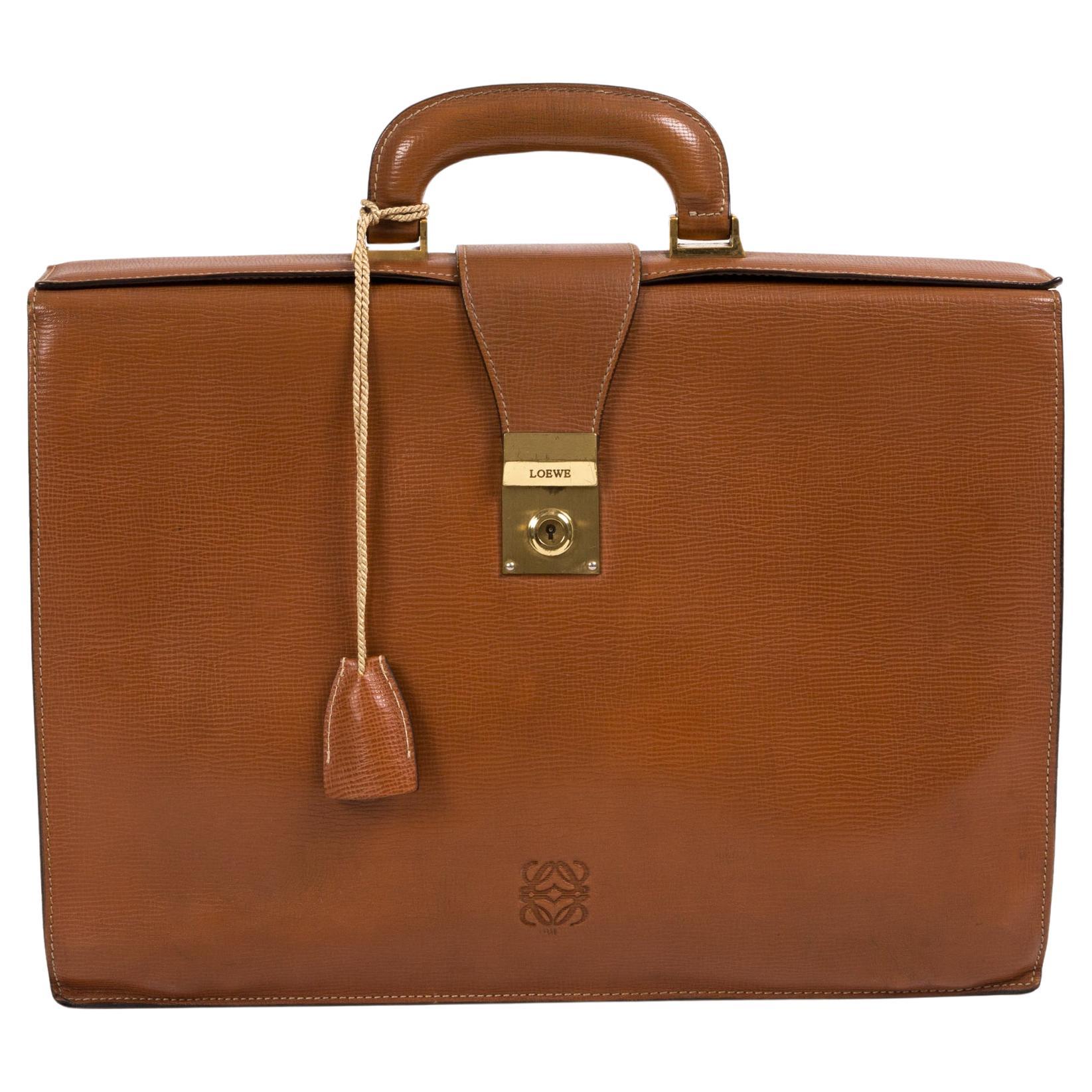 Loewe Camel Textured Leather Briefcase