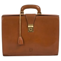 Loewe Camel Textured Leather Briefcase