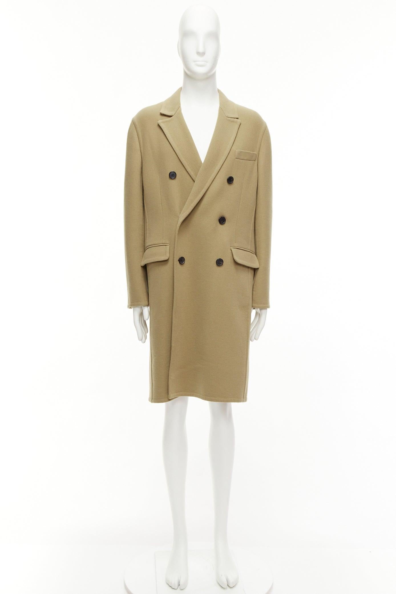 LOEWE camel wool cashmere black double breasted oversized coat IT46 S For Sale 6