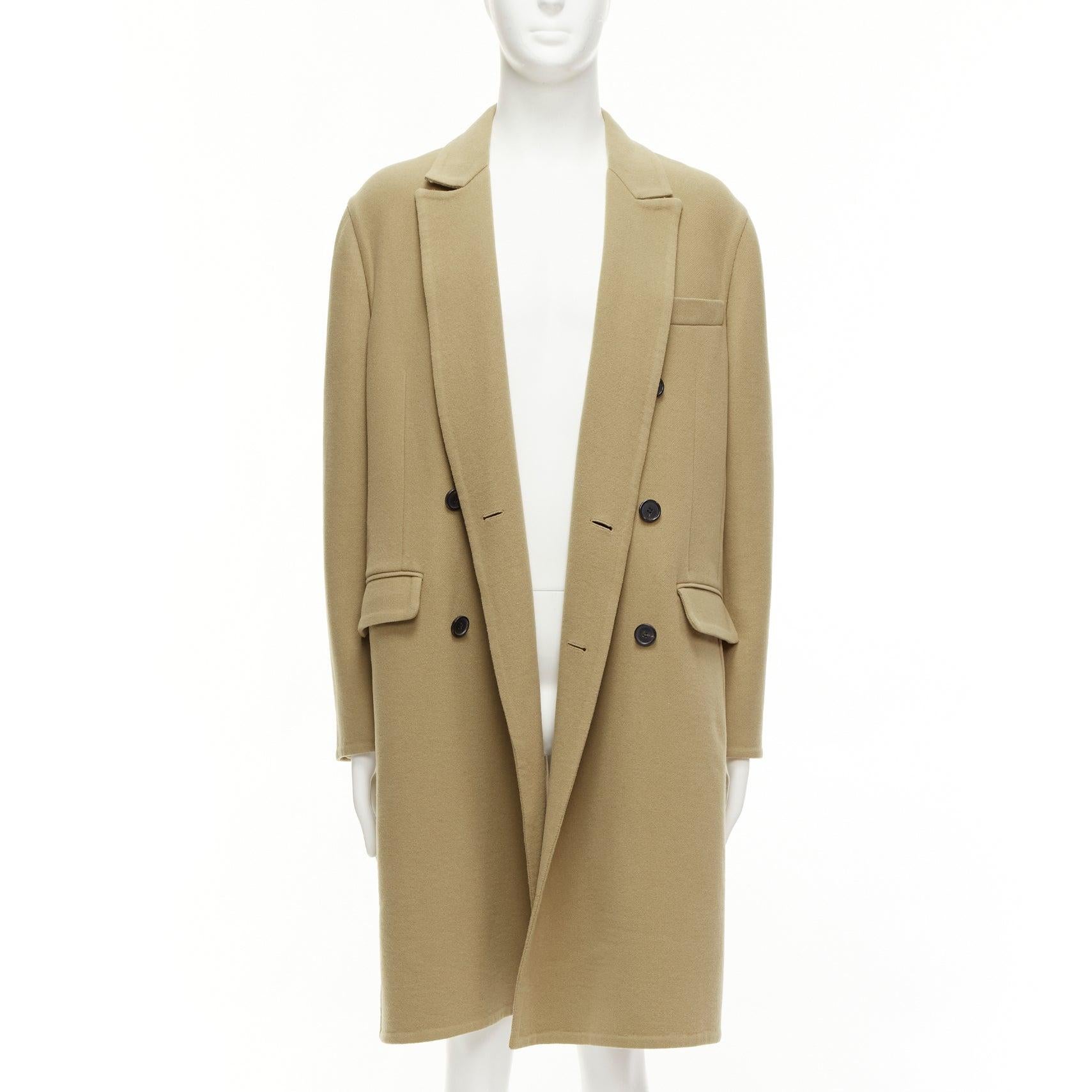 LOEWE camel wool cashmere black double breasted oversized coat IT46 S In Good Condition For Sale In Hong Kong, NT
