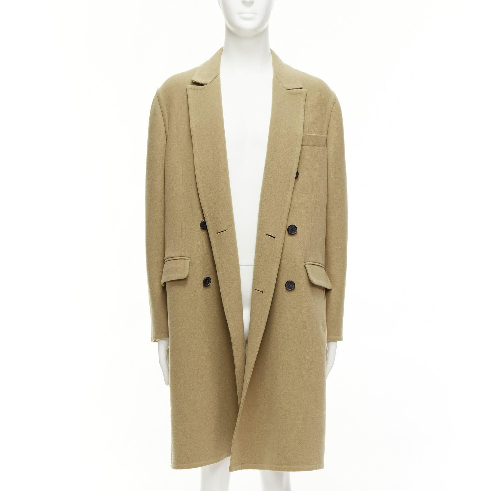 Marron LOEWE manteau oversize à double boutonnage en laine camel et cachemire noir IT46 S en vente
