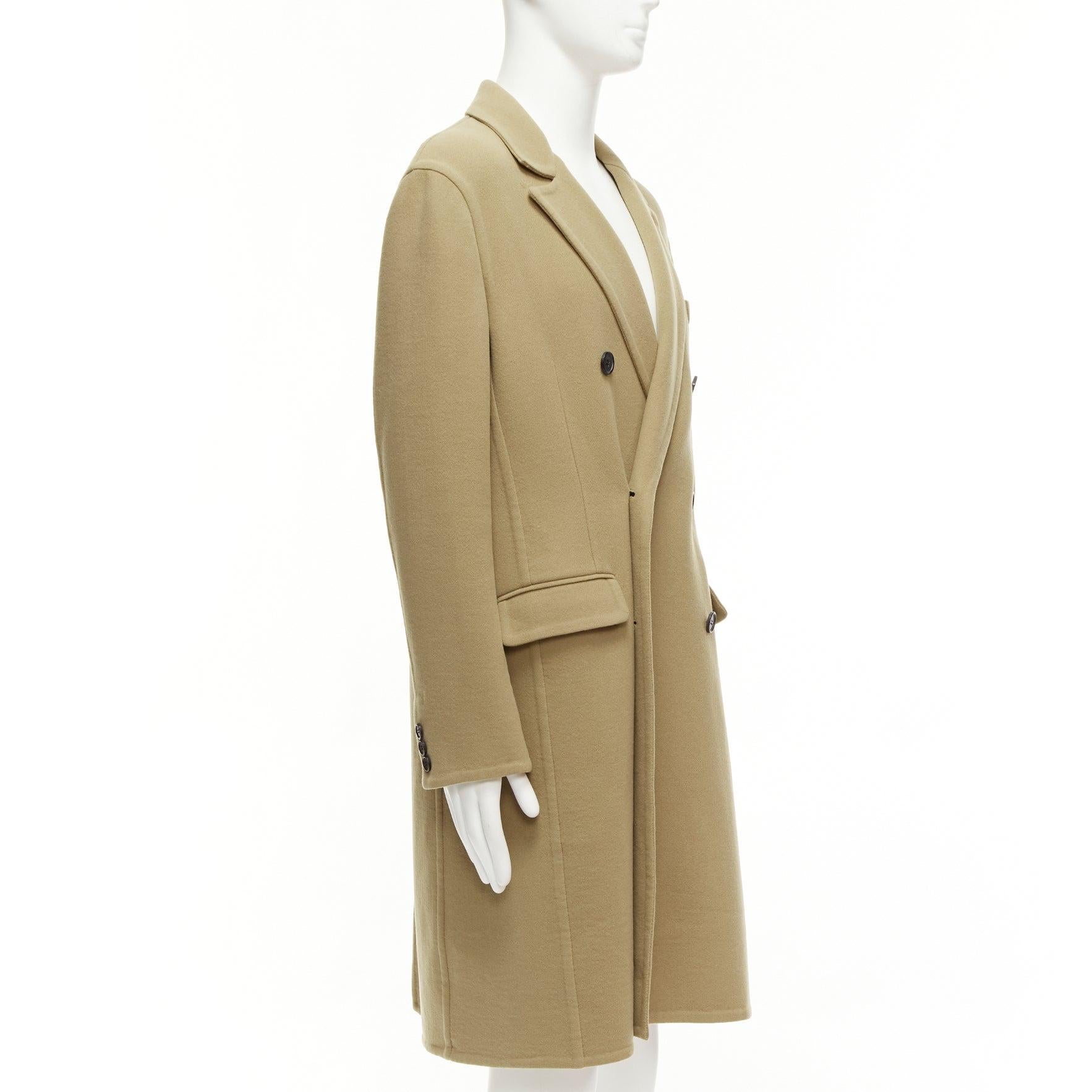 LOEWE camel wool cashmere black double breasted oversized coat IT46 S In Good Condition In Hong Kong, NT
