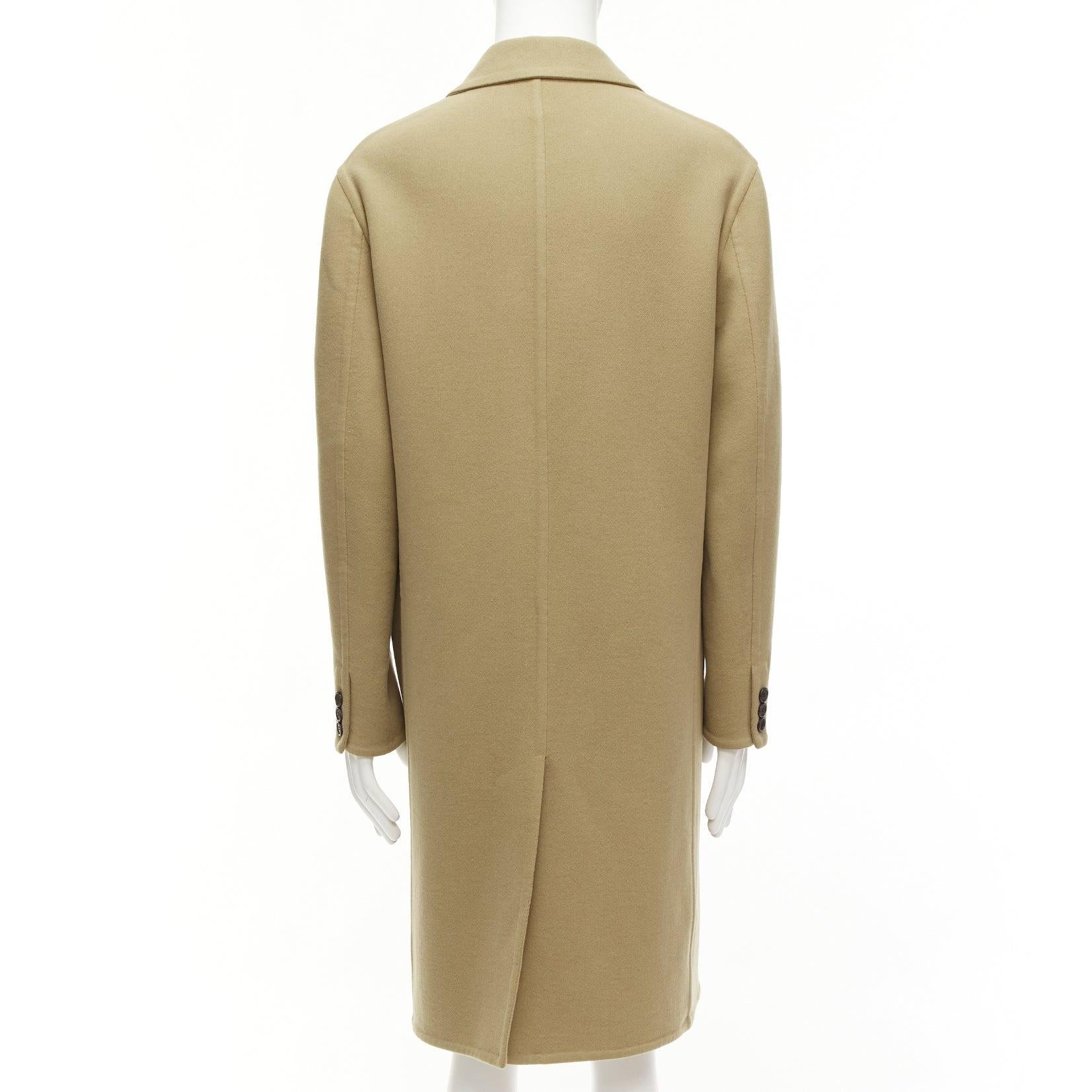 LOEWE camel wool cashmere black double breasted oversized coat IT46 S For Sale 2