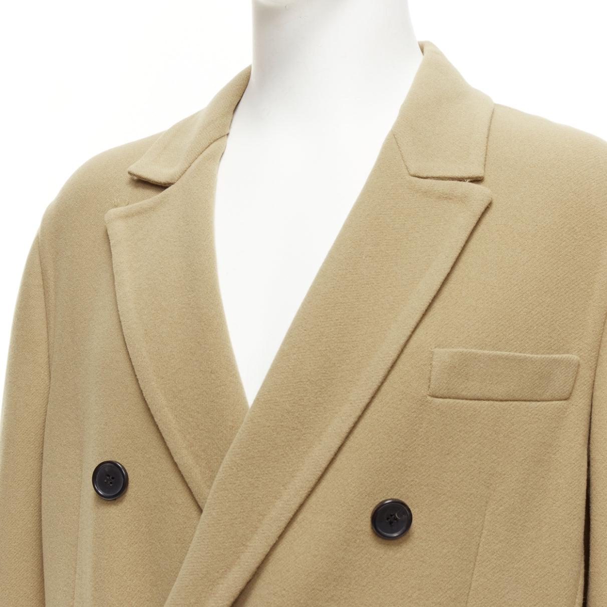 LOEWE camel wool cashmere black double breasted oversized coat IT46 S For Sale 4