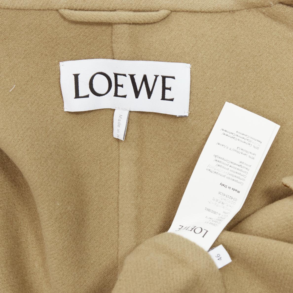 LOEWE camel wool cashmere black double breasted oversized coat IT46 S For Sale 5