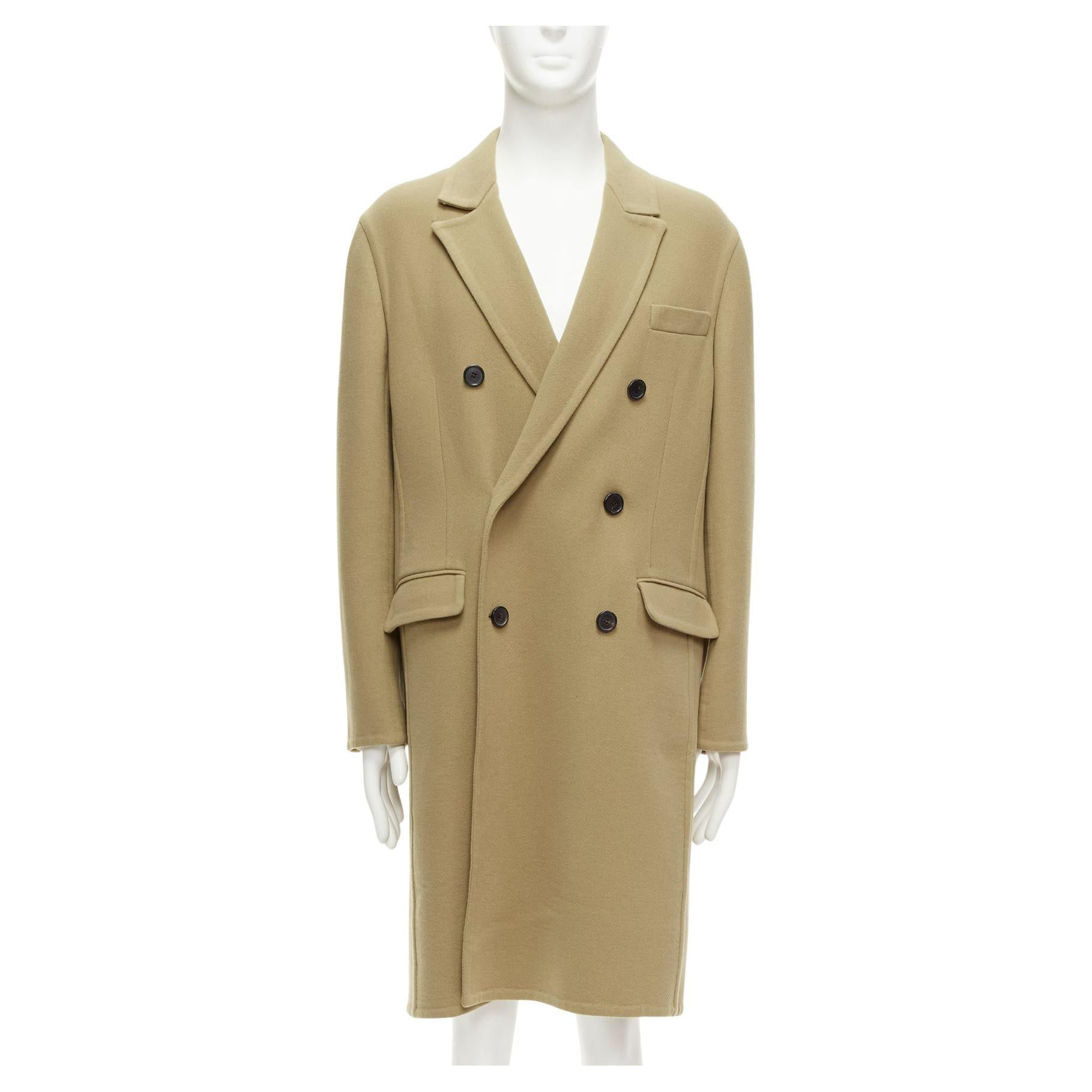 LOEWE camel wool cashmere black double breasted oversized coat IT46 S