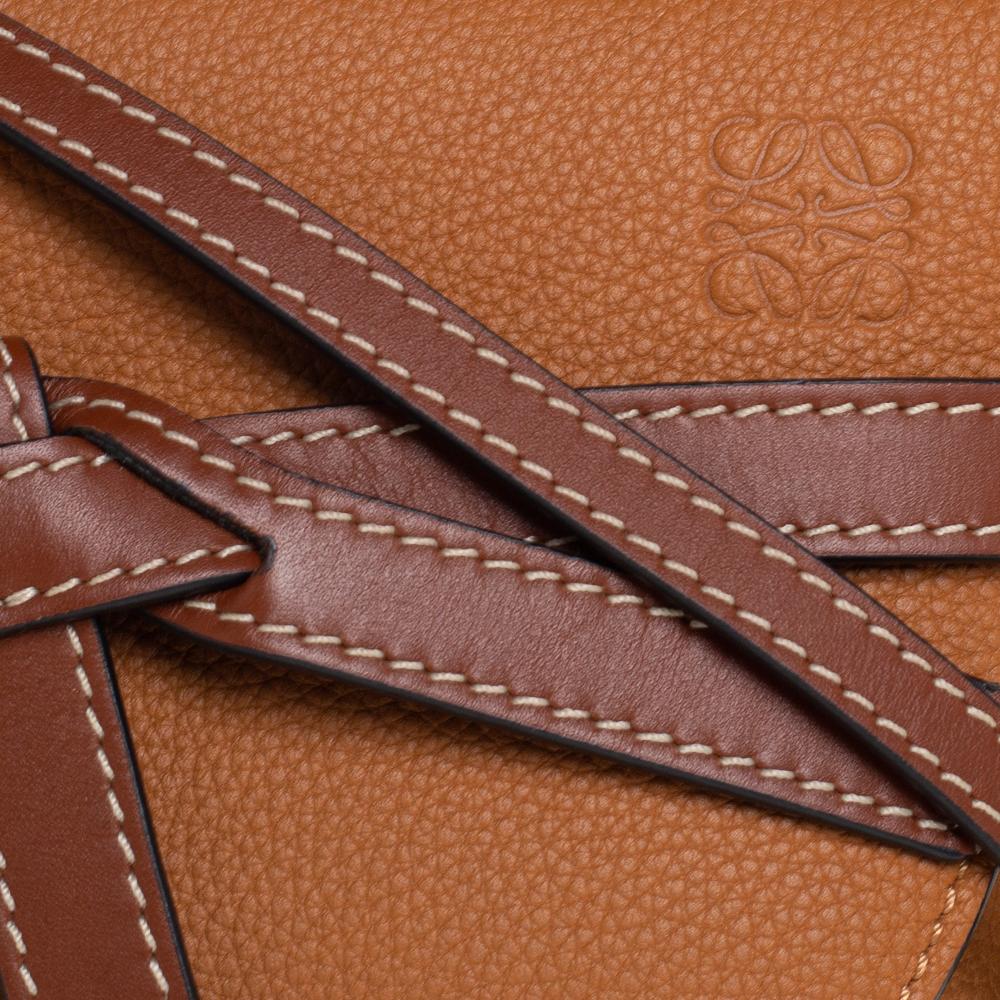 Women's Loewe Caramel Brown Leather Mini Gate Crossbody Bag