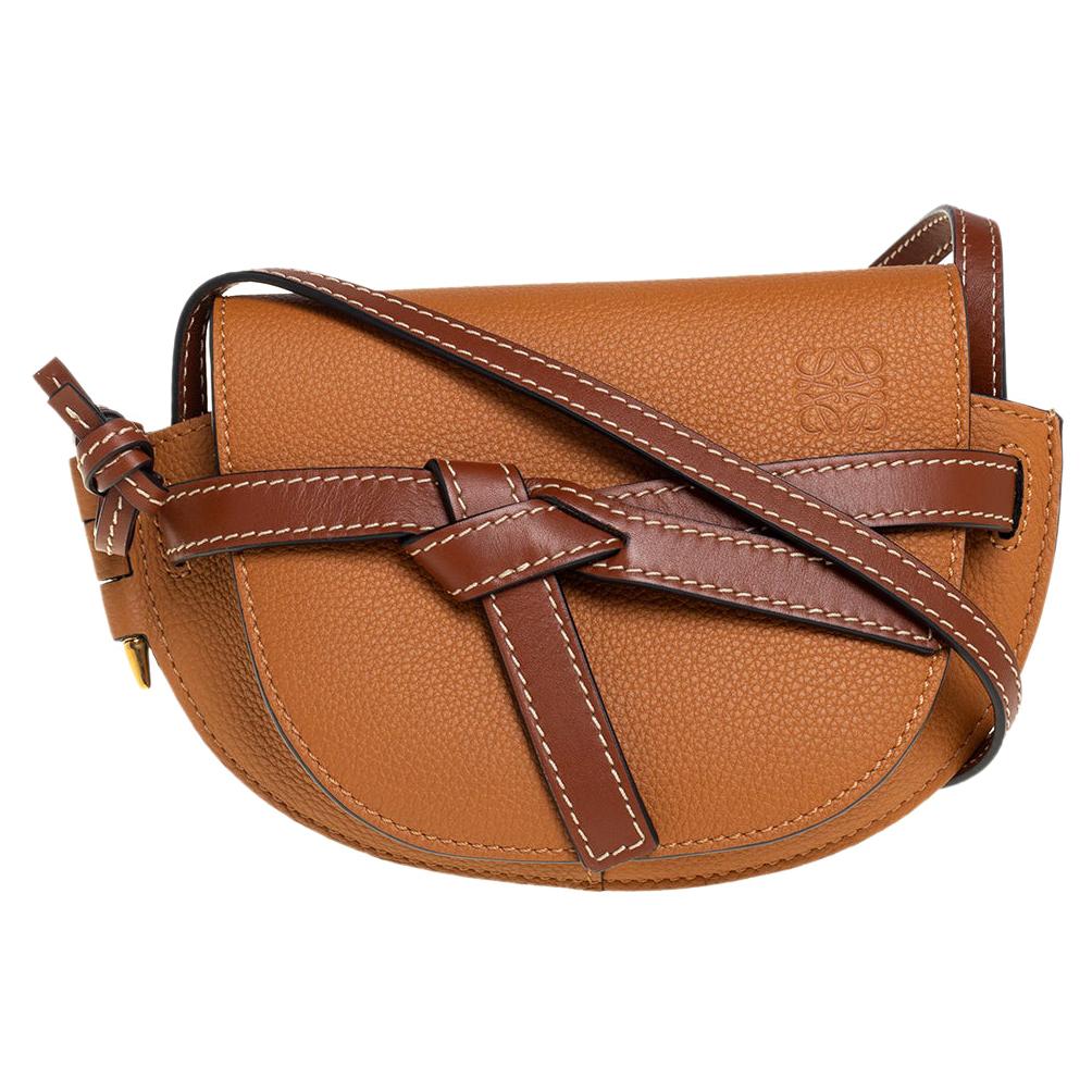 Loewe Caramel Brown Leather Mini Gate Crossbody Bag