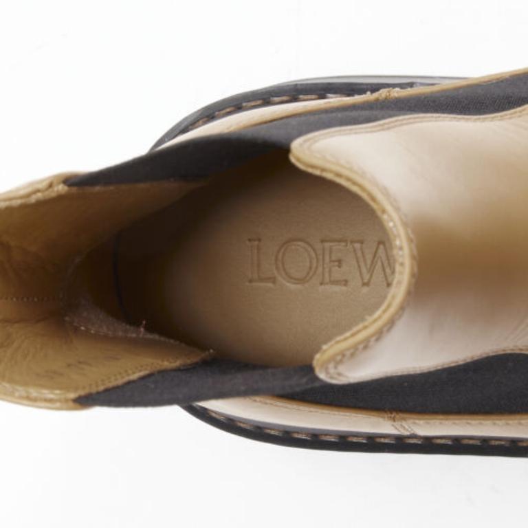 LOEWE Chelsea beige in pelle di vacchetta con cinturino logo stivaletti da deserto EU37 5