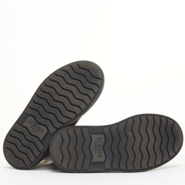 LOEWE Chelsea beige in pelle di vacchetta con cinturino logo stivaletti da deserto EU37 7