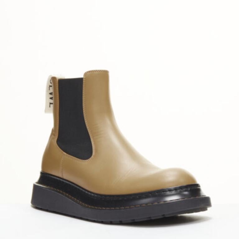 Beige LOEWE Chelsea beige in pelle di vacchetta con cinturino logo stivaletti da deserto EU37