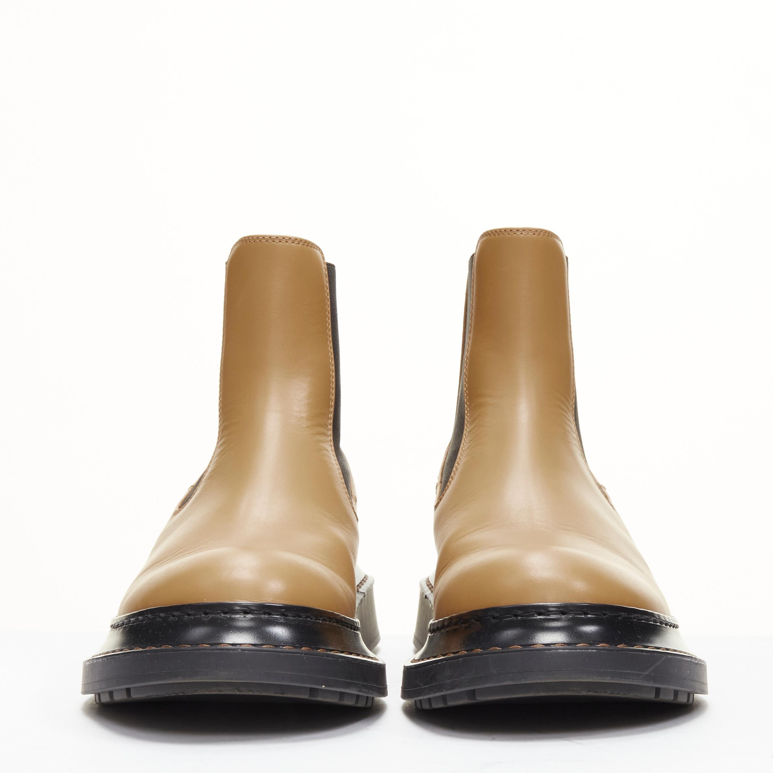 Women's LOEWE Chelsea beige cowhide leather logo strap desert ankle boots EU37