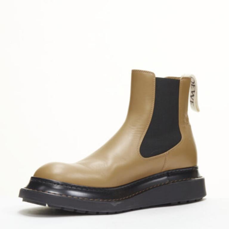 Donna LOEWE Chelsea beige in pelle di vacchetta con cinturino logo stivaletti da deserto EU37