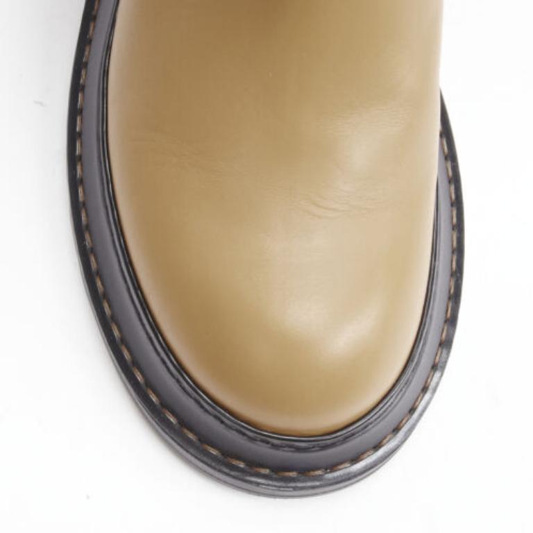 LOEWE Chelsea beige in pelle di vacchetta con cinturino logo stivaletti da deserto EU37 2