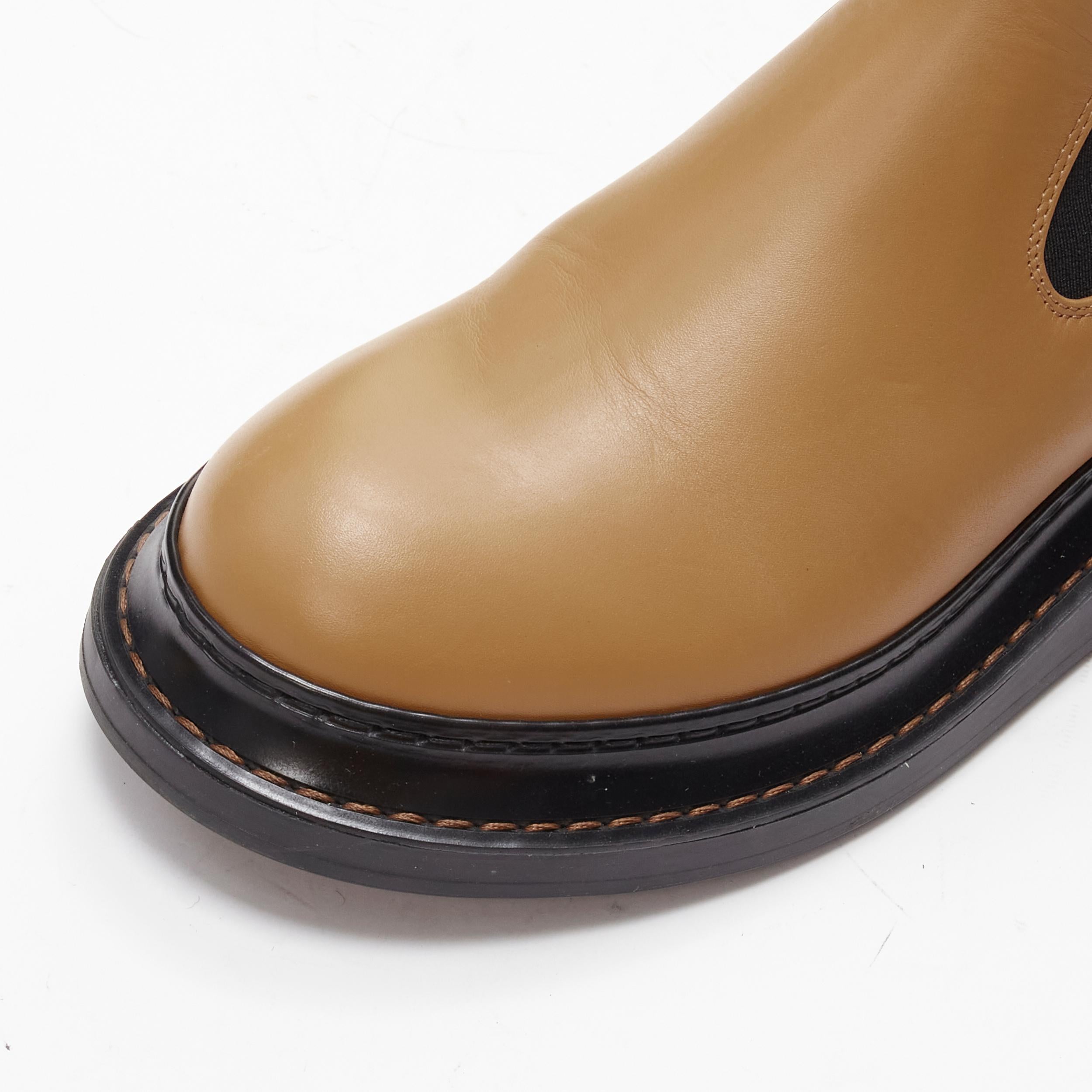 LOEWE Chelsea beige cowhide leather logo strap desert ankle boots EU37 4