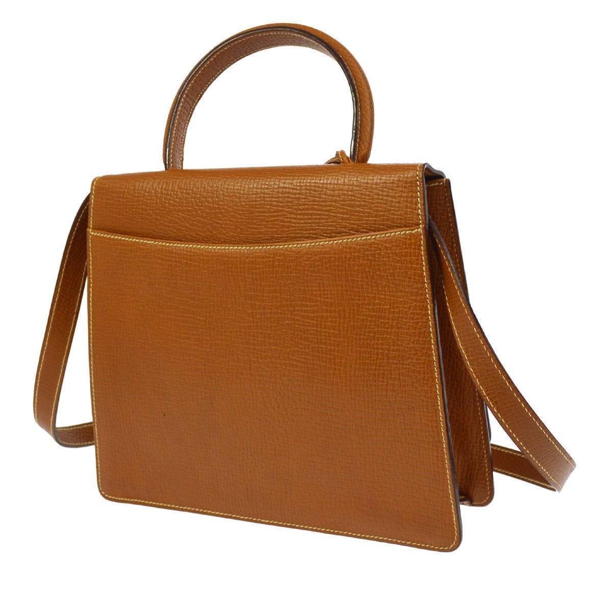 Loewe Cognac Leather Evening Top Handle Satchel Shoulder Flap Bag In Excellent Condition In Chicago, IL