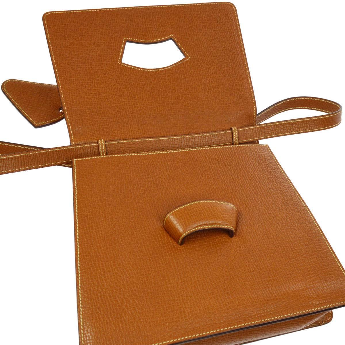 Loewe Cognac Leather Evening Top Handle Satchel Shoulder Flap Bag 1