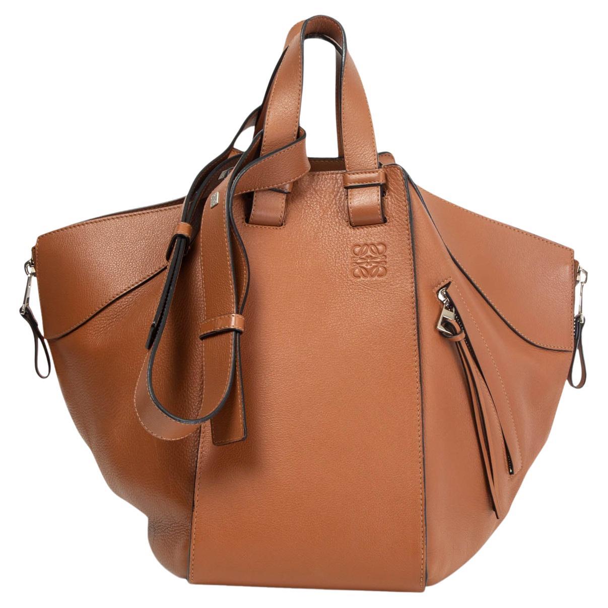 LOEWE cognac leather MEDIUM HAMMOCK Tote Shoulder Bag