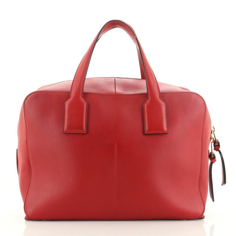 Red Loewe Convertible Zipper Satchel Leather Medium