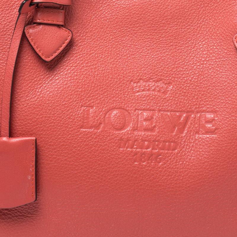 Loewe Coral Orange Leather Heritage Tote 2