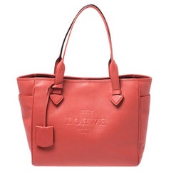 Loewe Coral Orange Leather Heritage Tote