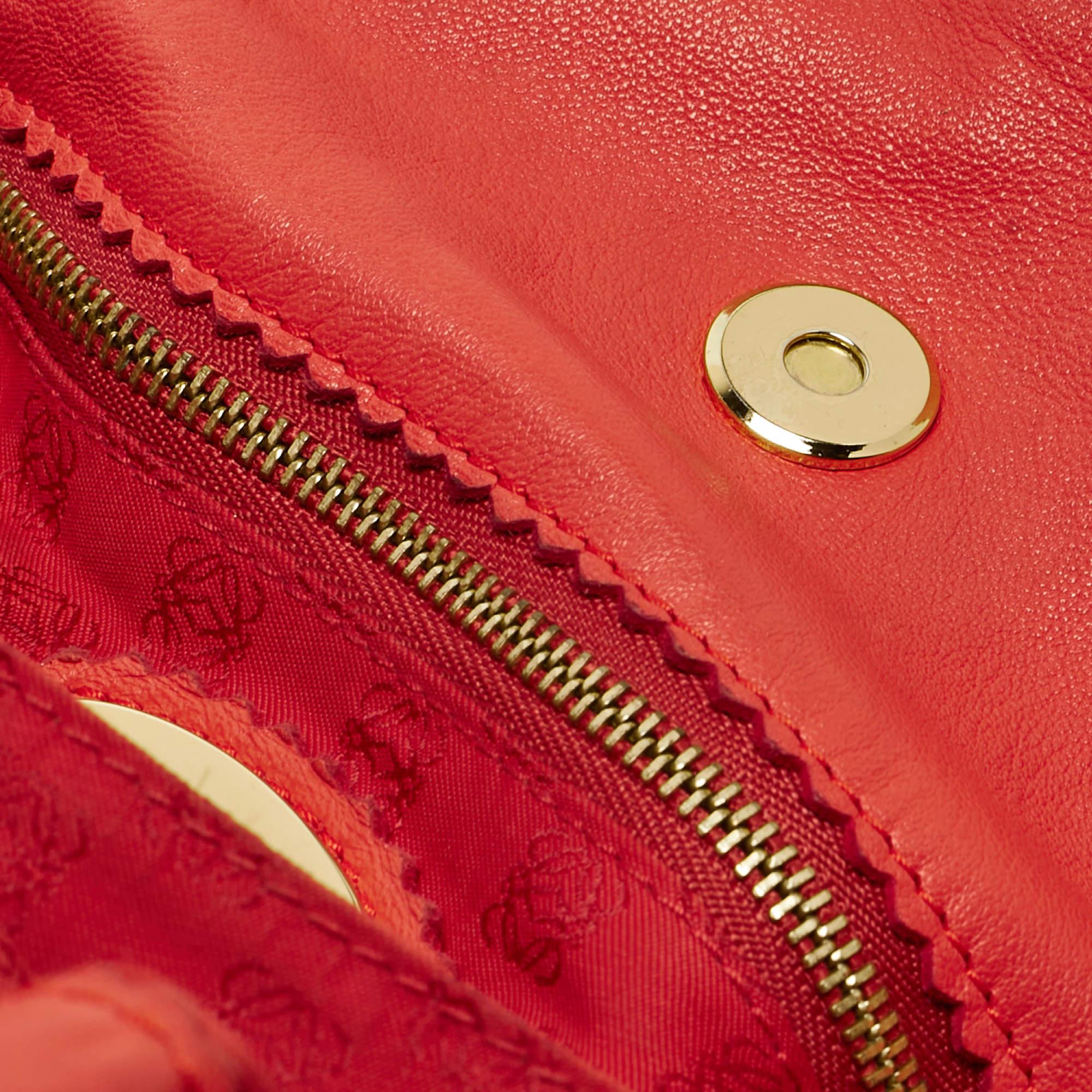 Loewe Coral Red/Magenta Leather Flamenco Shoulder Bag 6