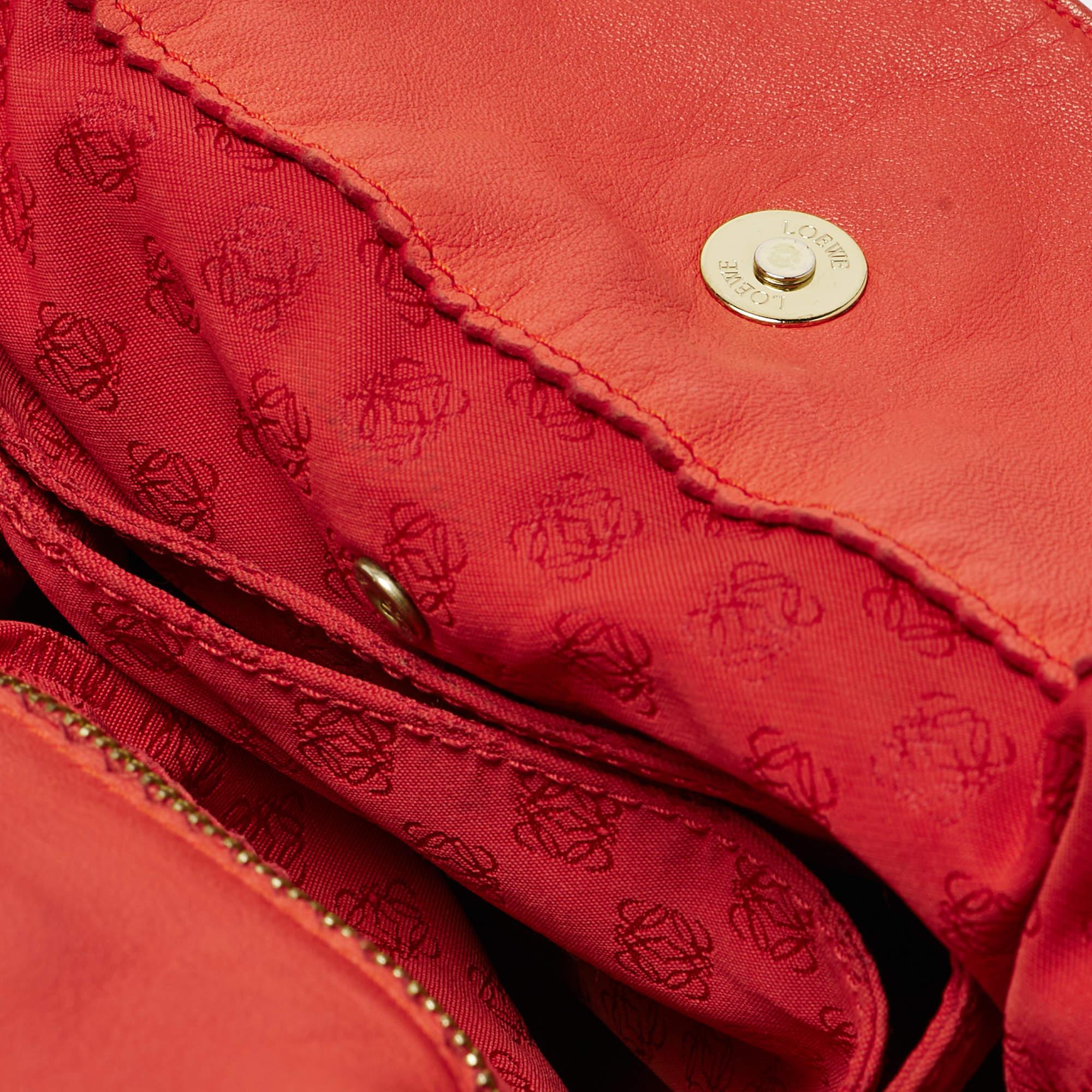Loewe Coral Red/Magenta Leather Flamenco Shoulder Bag 8