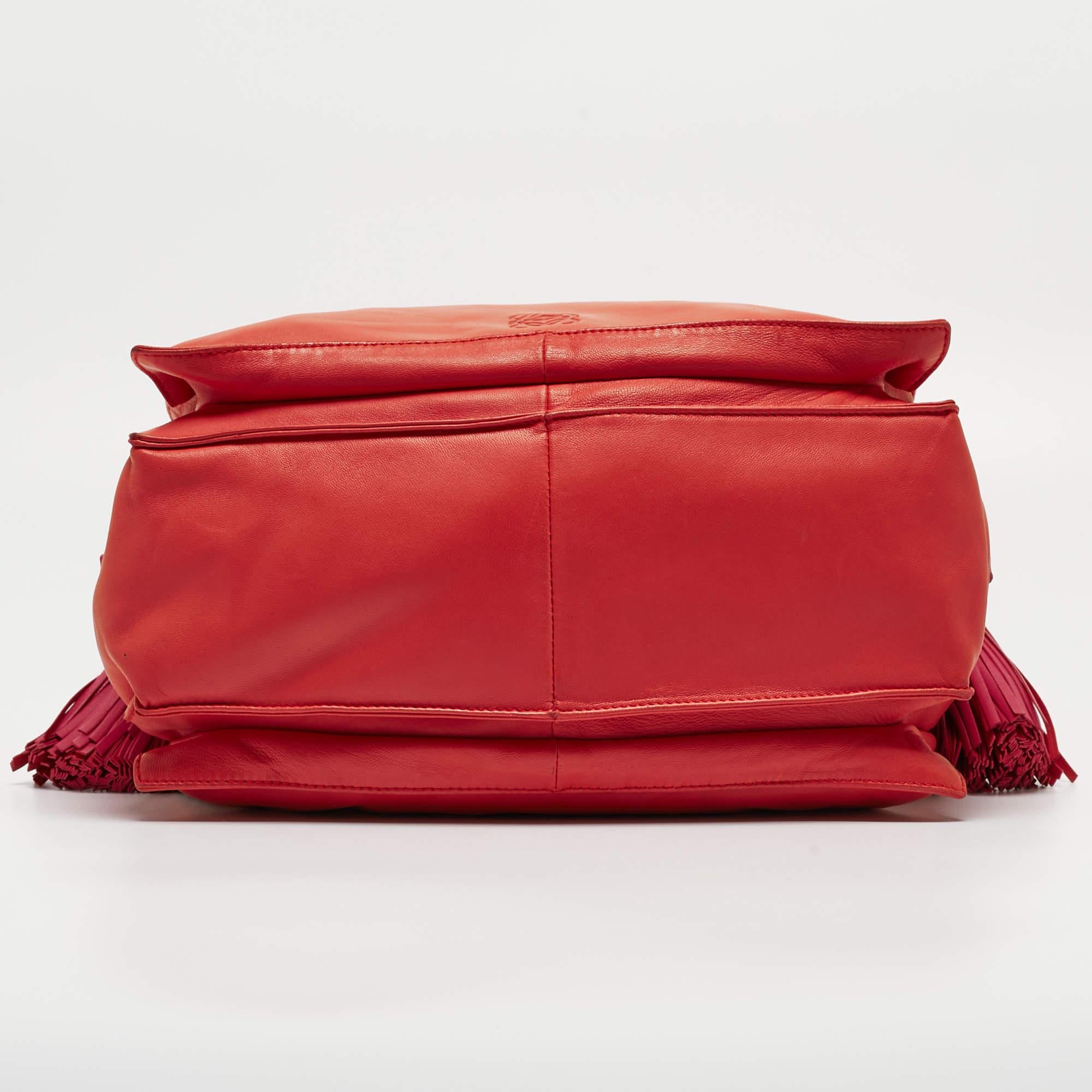 Loewe Coral Red/Magenta Leather Flamenco Shoulder Bag 10