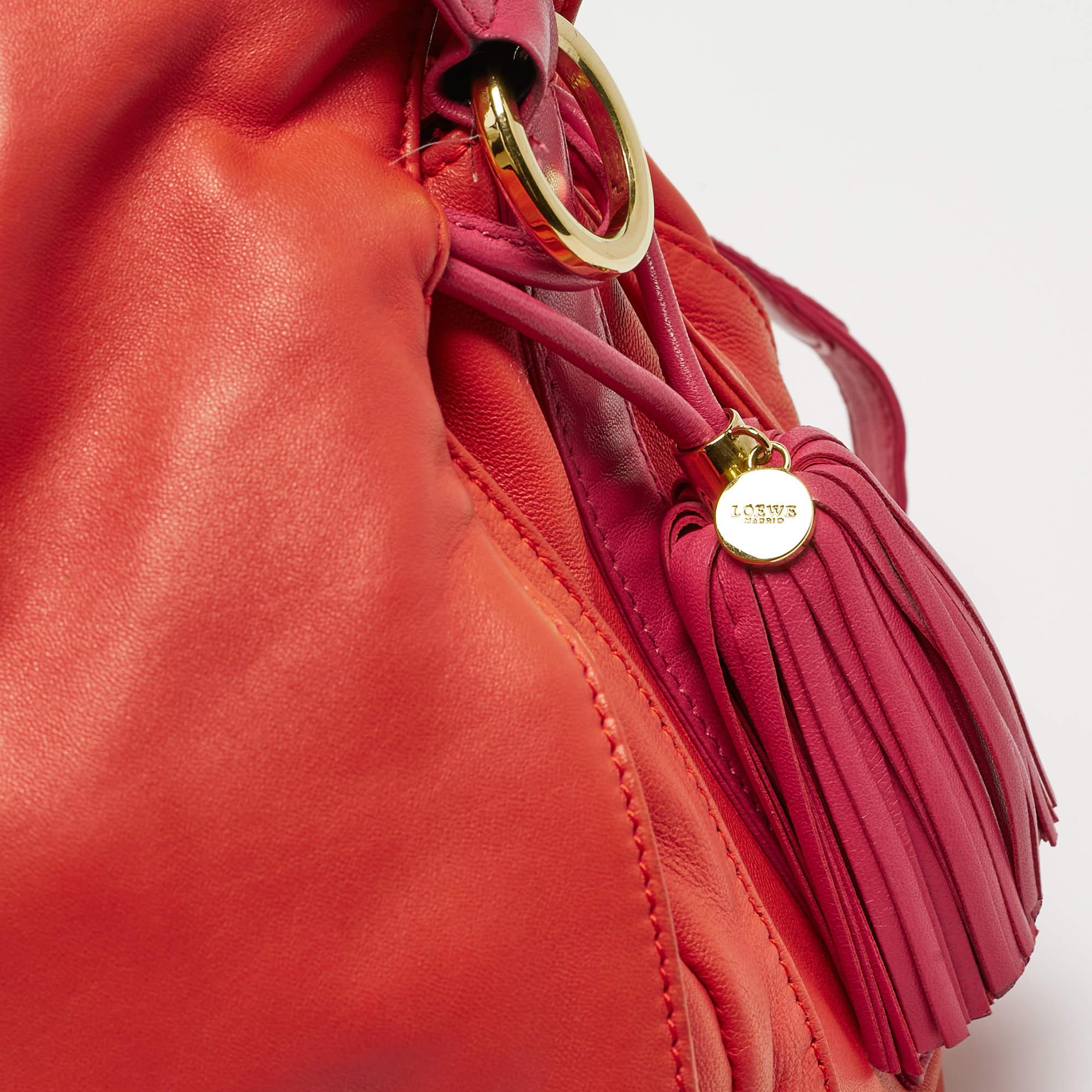 Women's Loewe Coral Red/Magenta Leather Flamenco Shoulder Bag