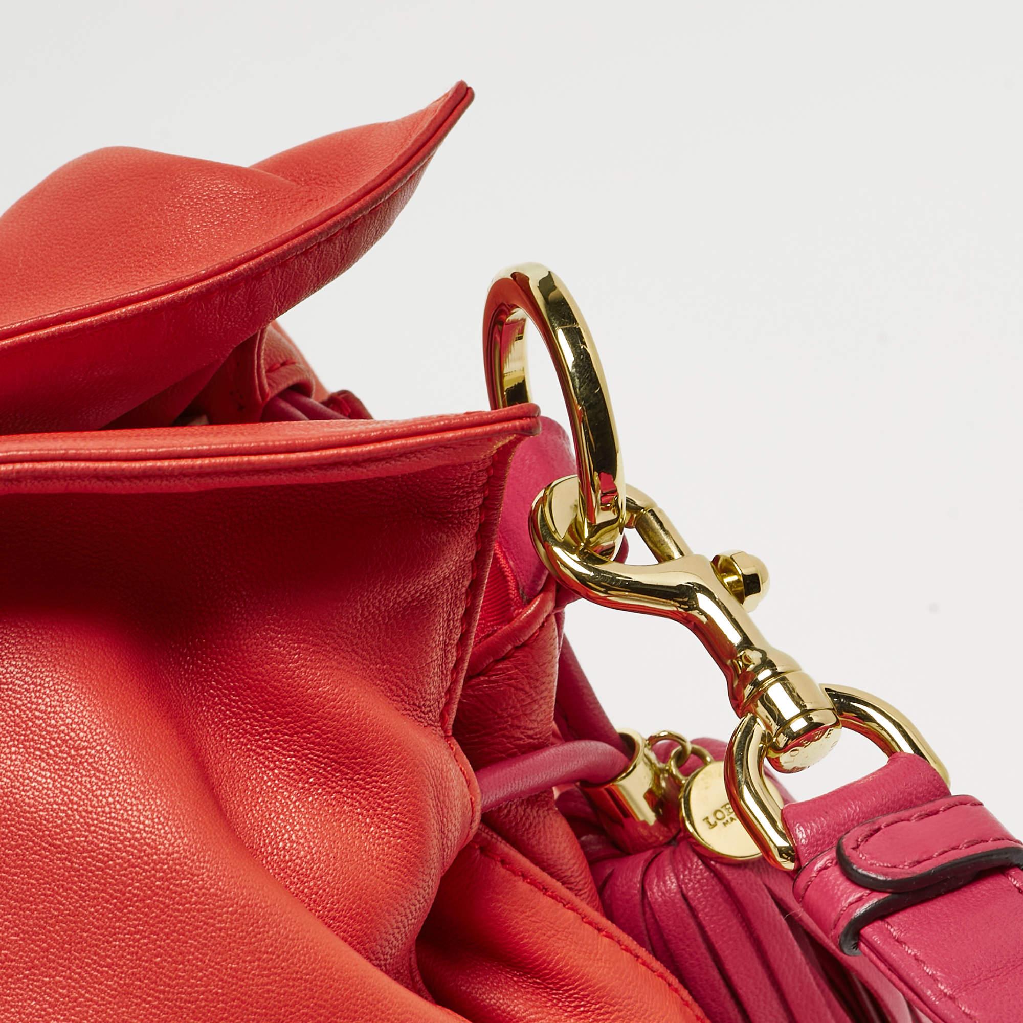 Loewe Coral Red/Magenta Leather Flamenco Shoulder Bag 1