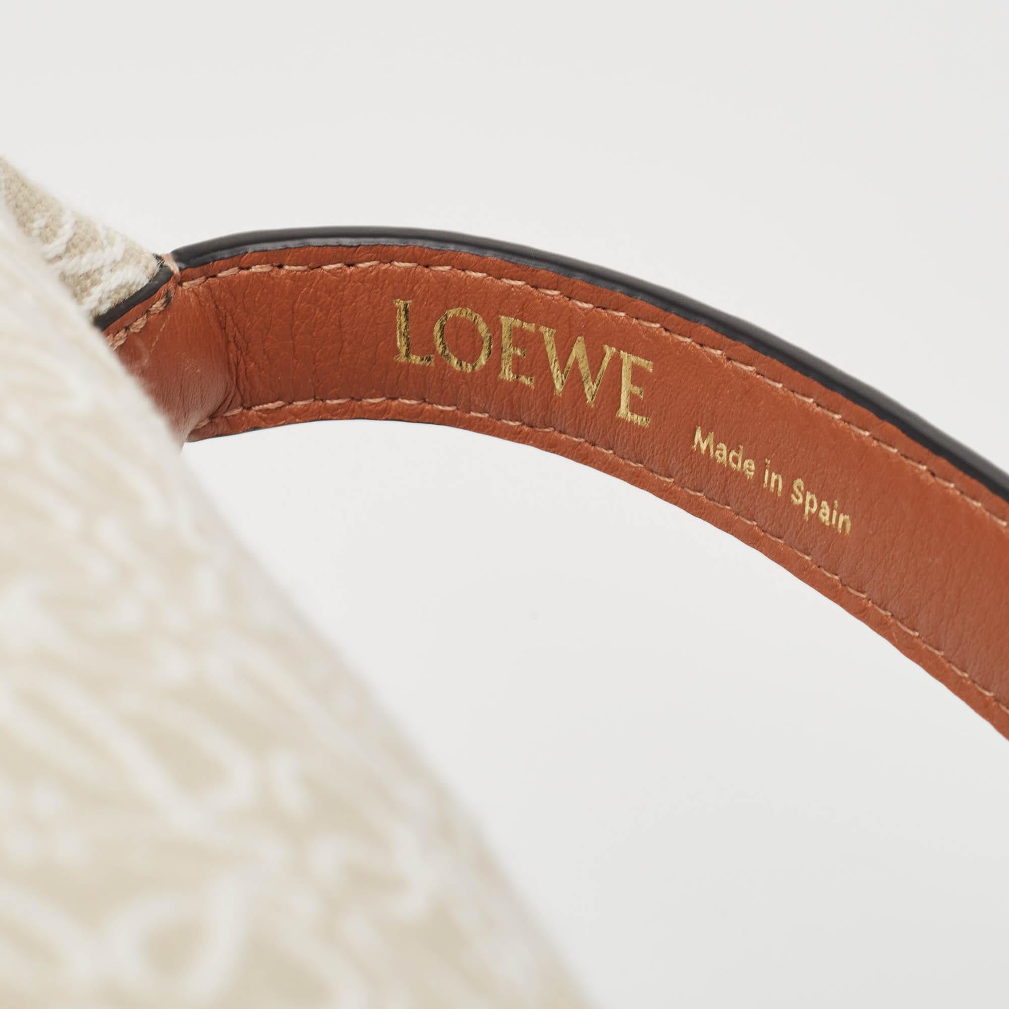 Loewe Cream/Brown Anagram Jacquard and Leather Cubi Shoulder Bag 3