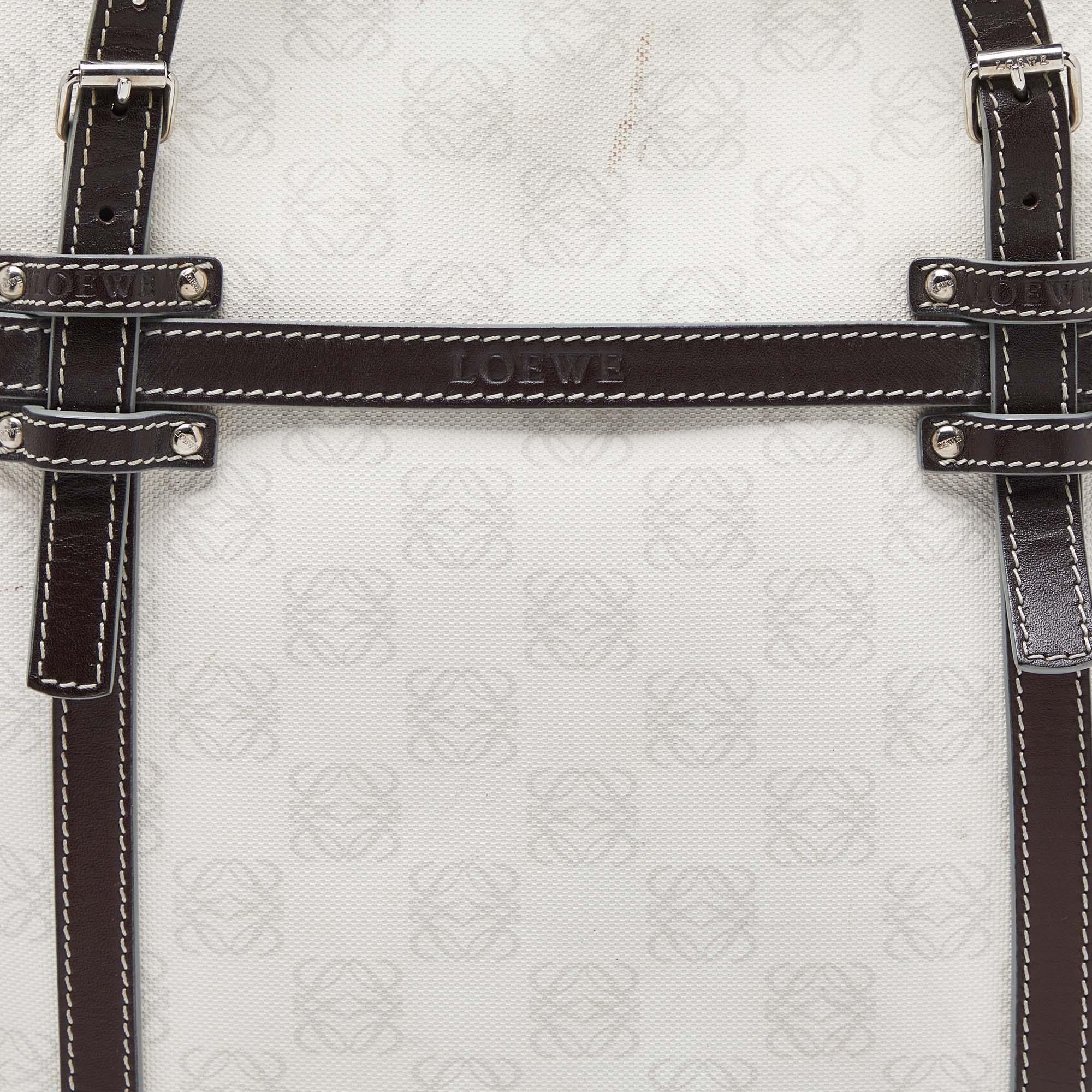 Women's Loewe Cream/Brown Signature Anagram Coated Canvas and Leather Tote