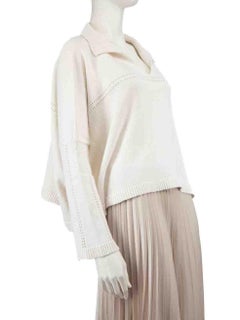 Loewe Cream Collar Knit Crop Jumper Size M